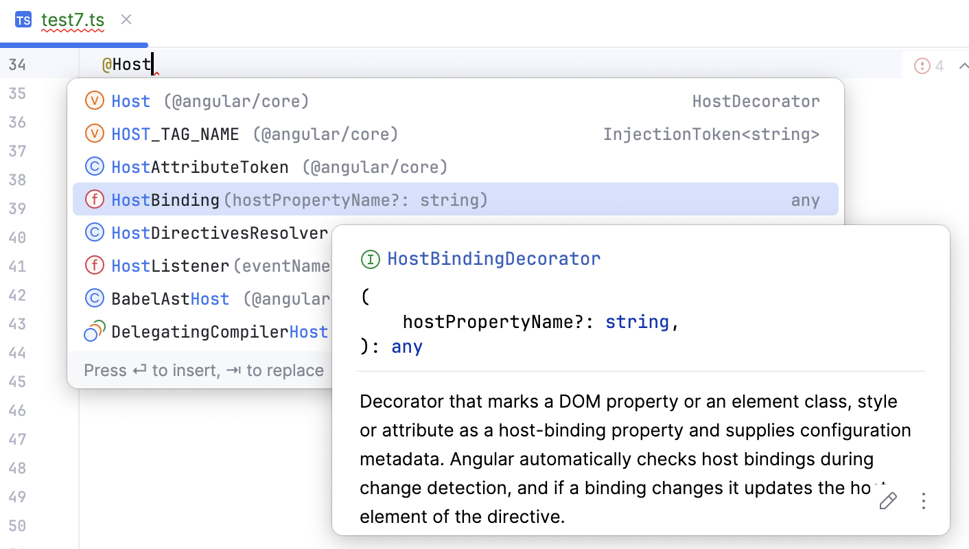 Support for @HostListener and HostBinding decorators Support for @HostListener and HostBinding decorators