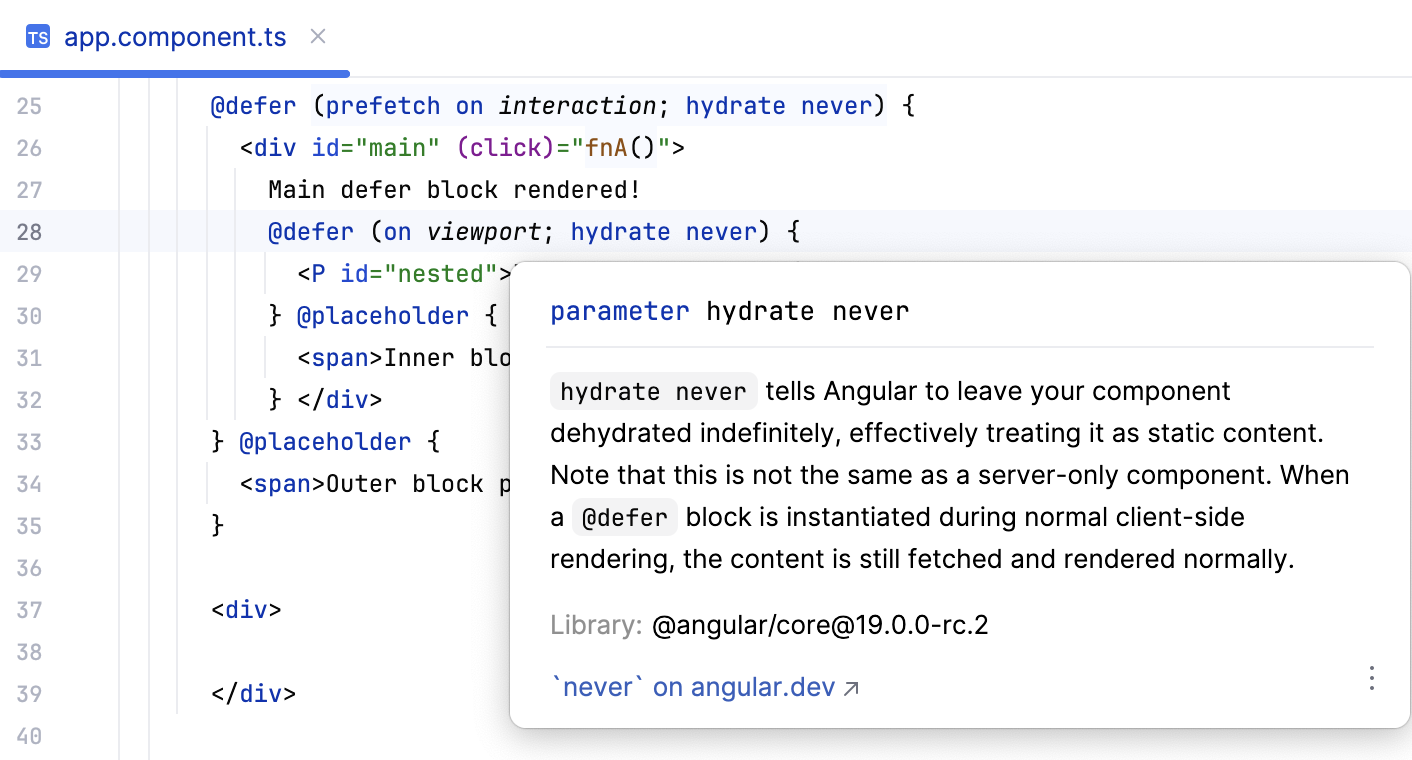 Quick documentation for @defer syntax Quick documentation for @defer syntax