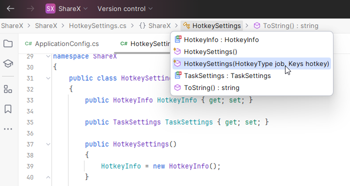 JetBrains Rider: Member structure in the navigation bar JetBrains Rider: Member structure in the navigation bar