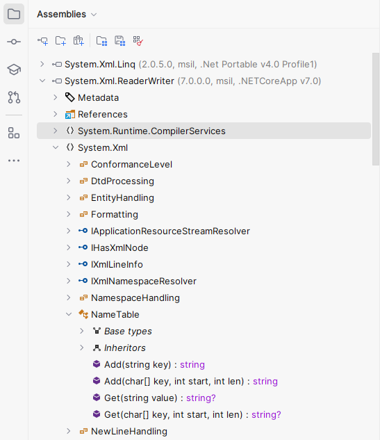 JetBrains Rider's Assembly Explorer view JetBrains Rider's Assembly Explorer view