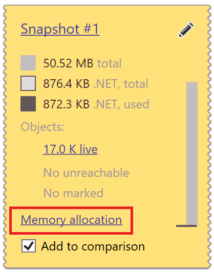 View Memory Allocation Snapshot View Memory Allocation Snapshot