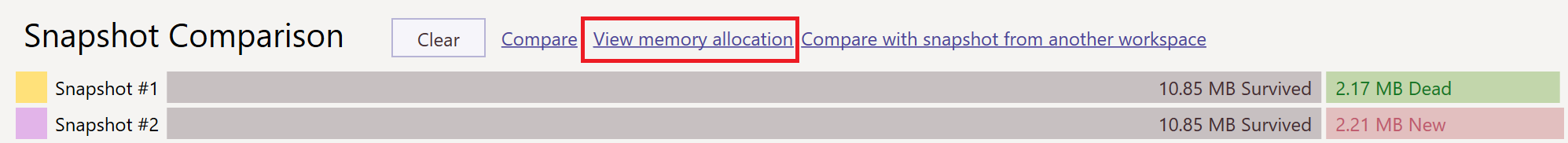 View Memory Allocation Two Snapshots View Memory Allocation Two Snapshots