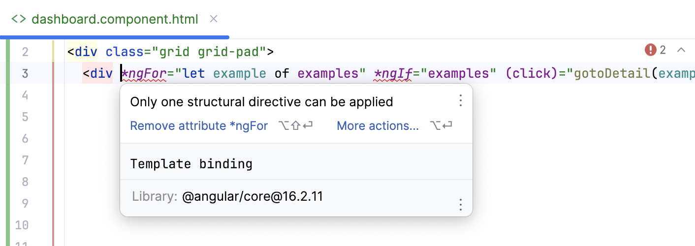 Angular inspection: incorrect use of structural directive Angular inspection: incorrect use of structural directive