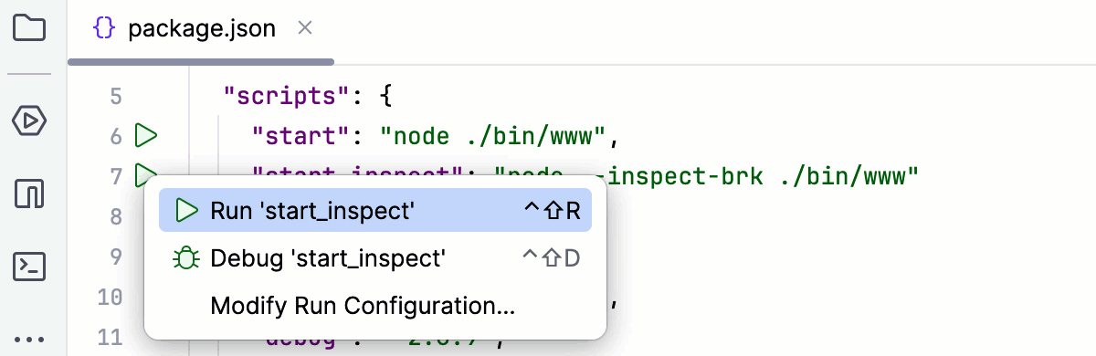 Run/debug a script from package.json Run/debug a script from package.json