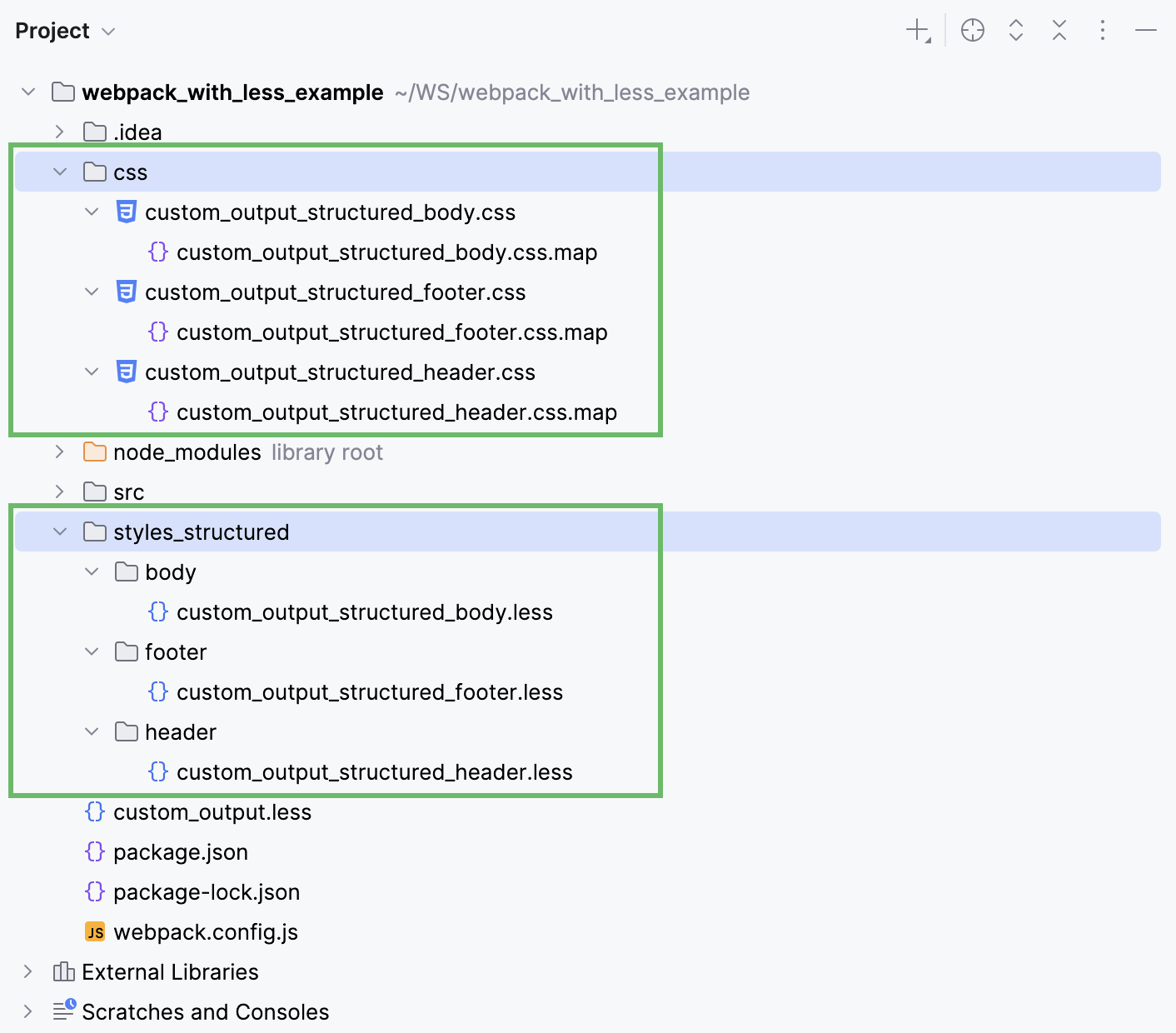Custom output: the generated files are stored in a separate folder in a plain structure Custom output: the generated files are stored in a separate folder in a plain structure