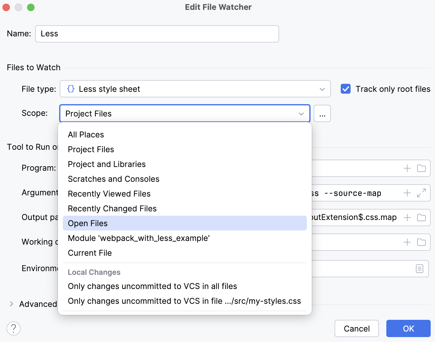 SCSS File Watcher: change default scope SCSS File Watcher: change default scope