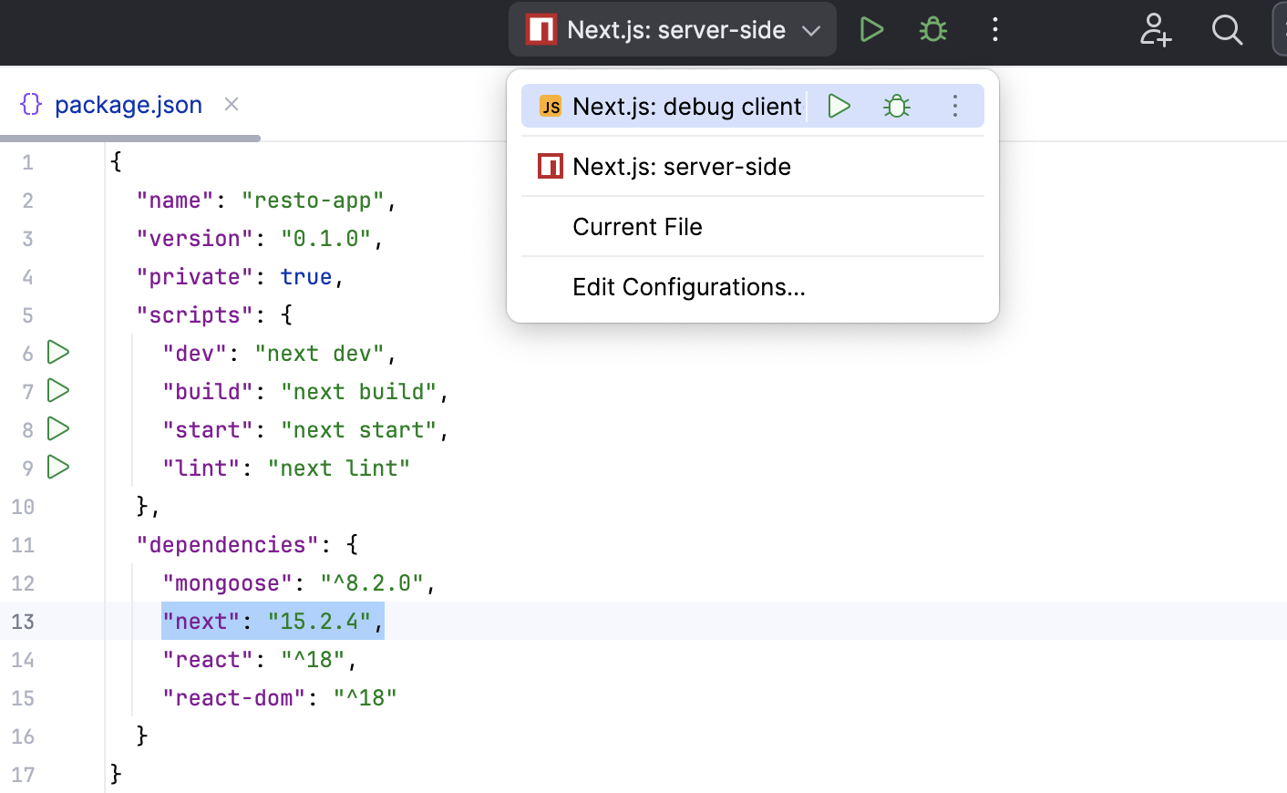 Two run/debug configurations are generated Two run/debug configurations are generated