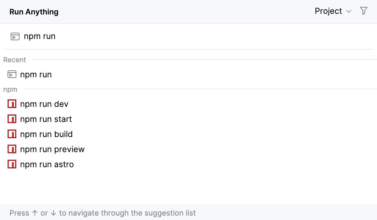 Run Anything: npm script Run Anything: npm script