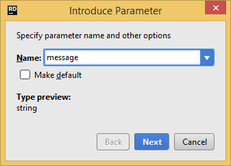 JetBrains Rider: 'Introduce Parameter' refactoring JetBrains Rider: 'Introduce Parameter' refactoring