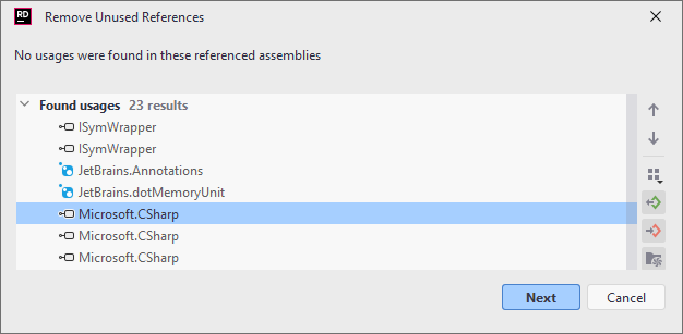 JetBrains Rider: Removing unused references in the solution JetBrains Rider: Removing unused references in the solution