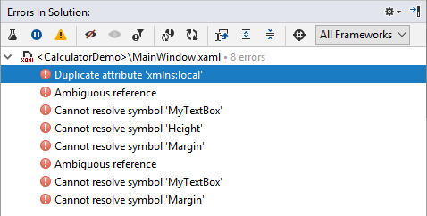 JetBrains Rider：解决方案中的 XAML 错误