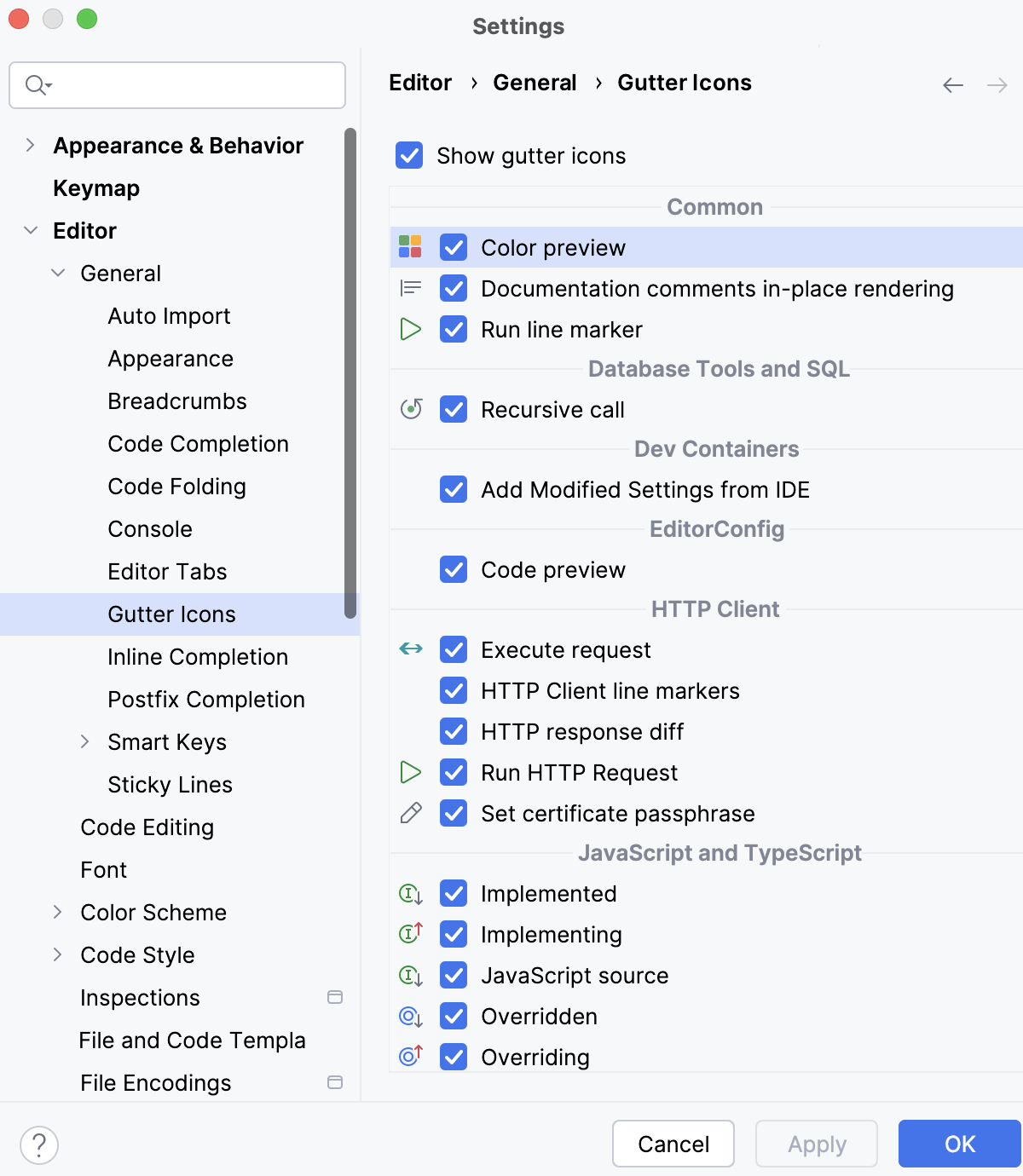 Enable color preview in the gutter