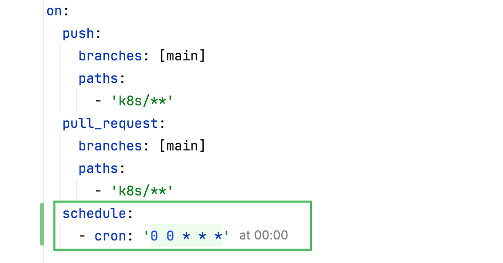 CRON expression in a GitHub file