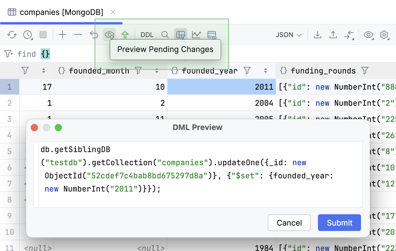 Preview pending changes