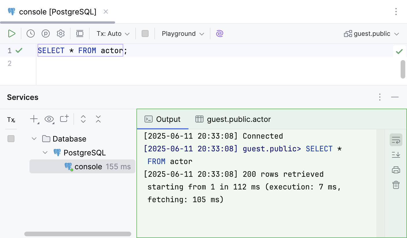 The Output tab The Output tab