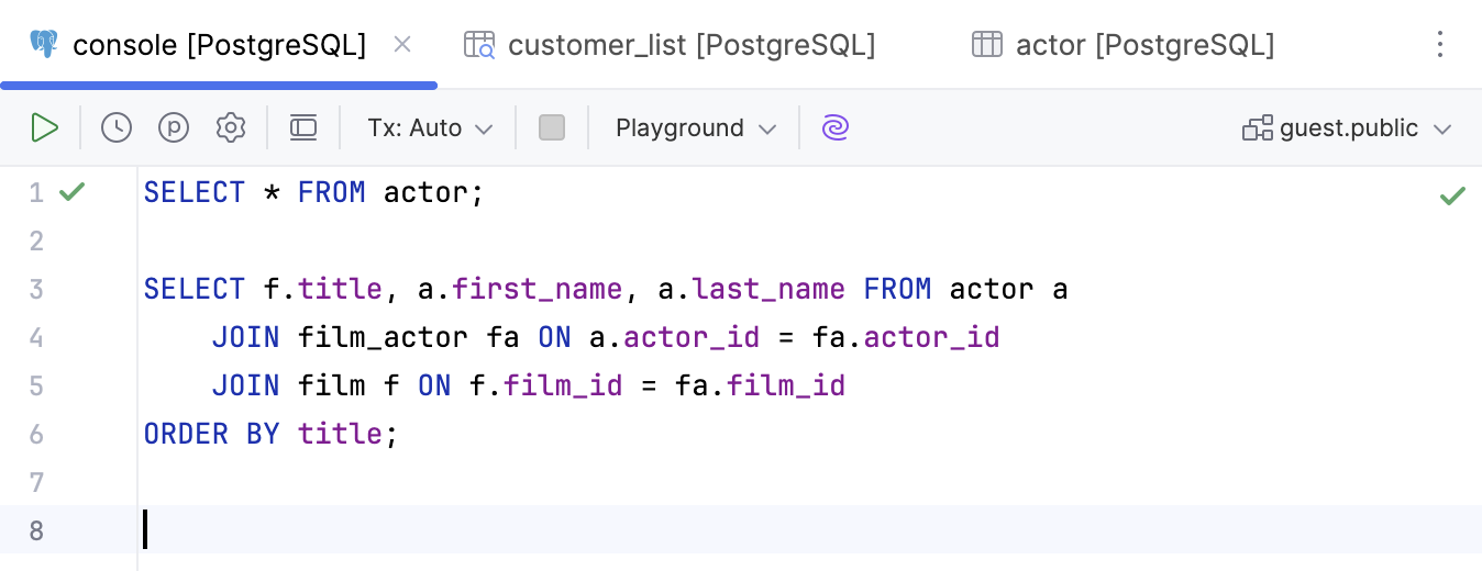 Query console Query console