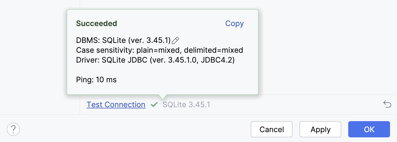 成功连接到数据库