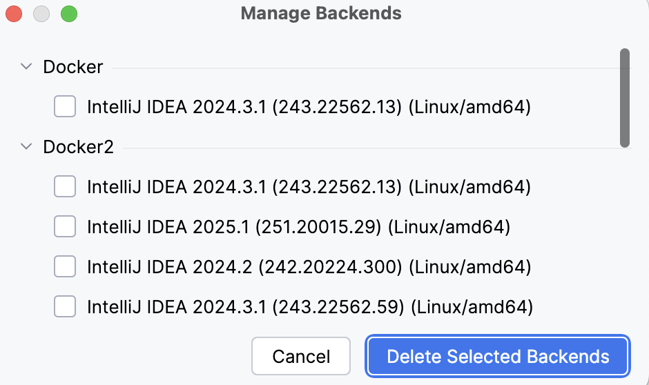 Manage backends