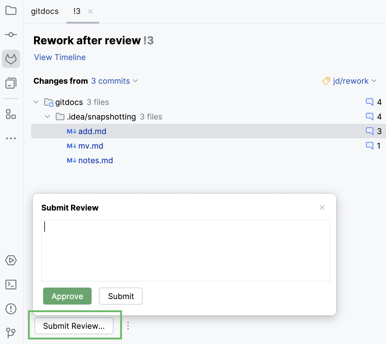 提交评论对话框