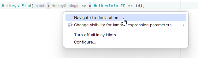 JetBrains Rider: configuring parameter name hints from the Alt+Enter menu JetBrains Rider: configuring parameter name hints from the Alt+Enter menu