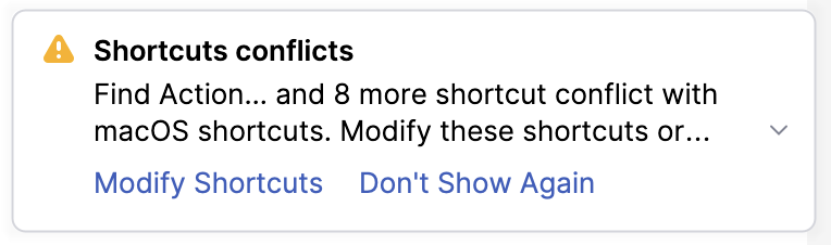 Notification on conflicting shortcuts