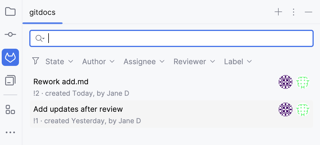 合并请求筛选器