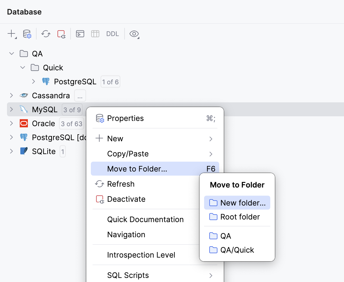 Move a data source to a folder