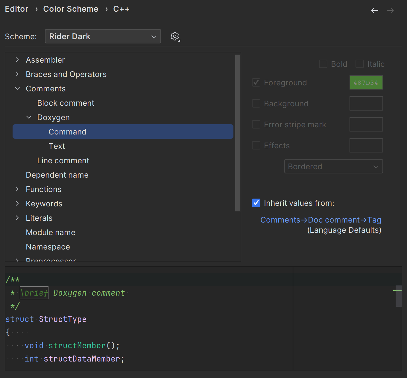 Doxygen 注释颜色 Doxygen 注释颜色