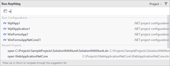 Start run/debug configurations from the Run Anything popup Start run/debug configurations from the Run Anything popup