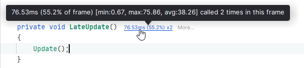 JetBrains Rider。 在编辑器中可视化 Unity Profiler 数据