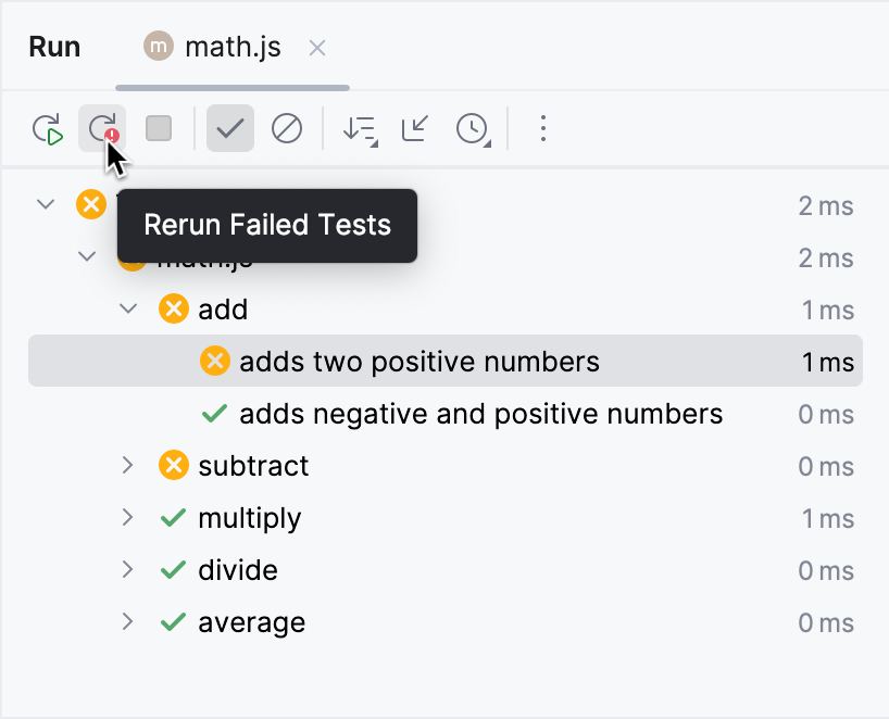 Mocha: rerun all failed tests