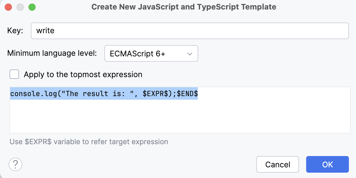 Postfix completion: create custom template