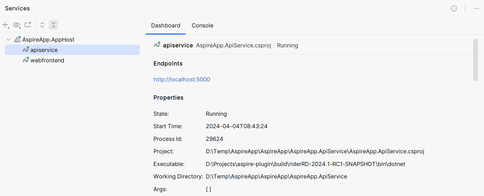 Services tool window integration Services tool window integration