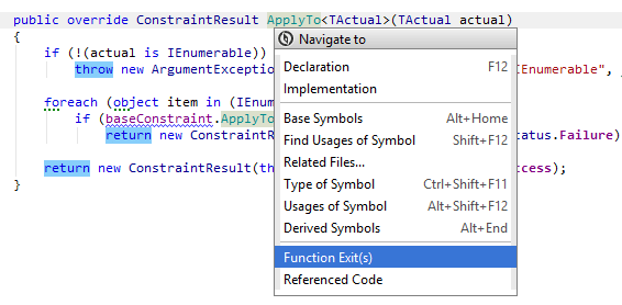 Navigating to function exits Navigating to function exits