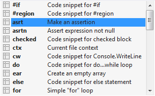 A popup with the list of live templates A popup with the list of live templates