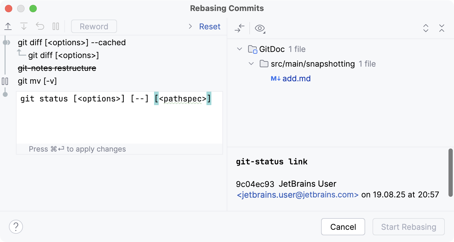 Interactive Rebase graph Interactive Rebase graph