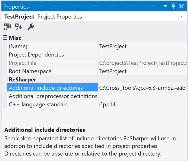 ReSharper C++: additional project properties ReSharper C++: additional project properties