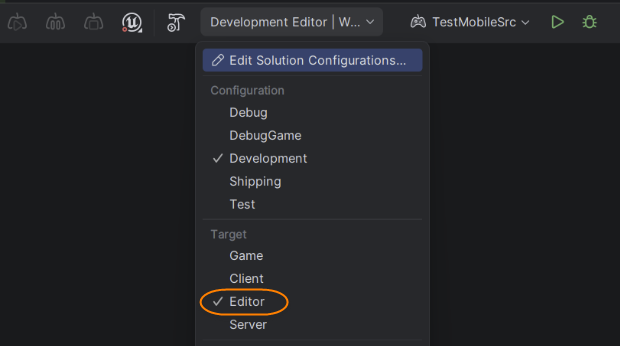 JetBrains&nbsp;Rider: Executing the 'Editor' solution configuration