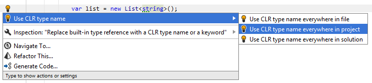 Built-in type usage style quick-fix Built-in type usage style quick-fix