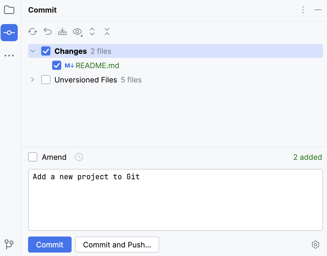 Commit message in the Commit tool window Commit message in the Commit tool window