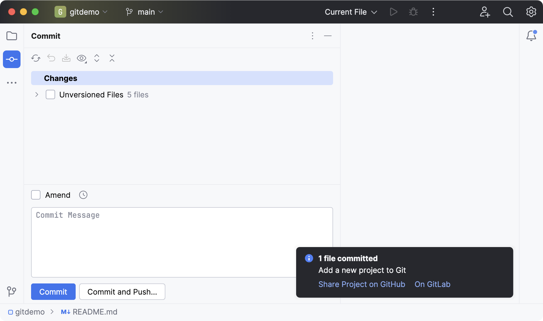 The Files Commited notification The Files Commited notification