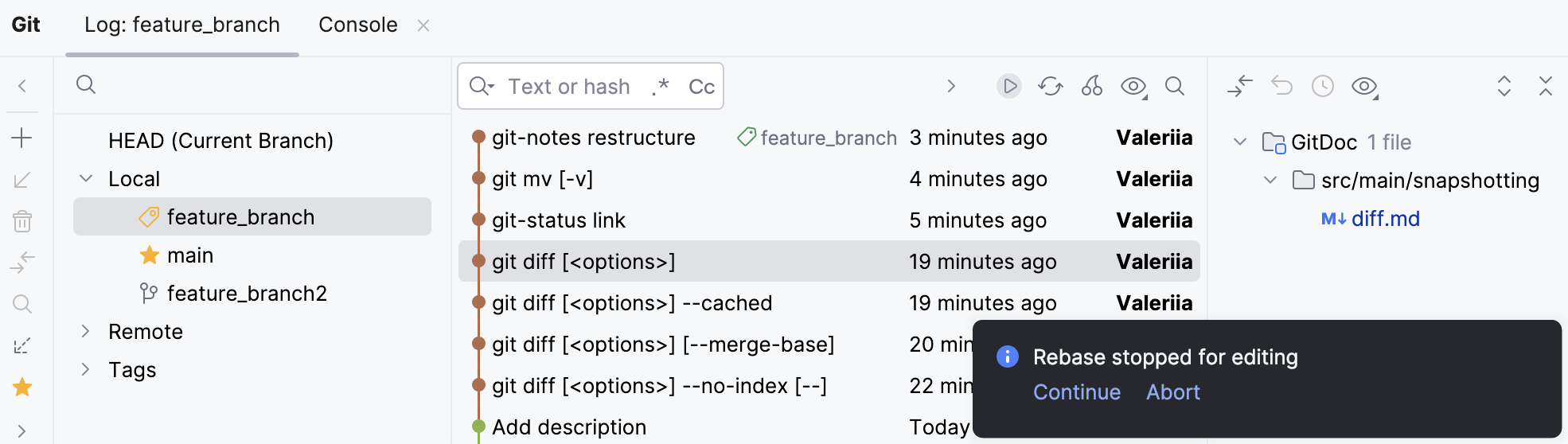 the rebase status notification the rebase status notification