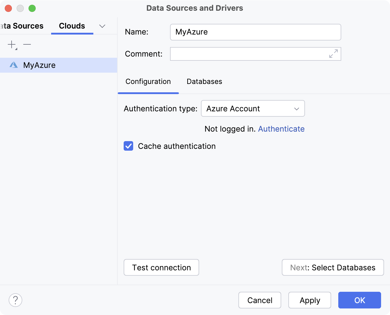 Cloud provider dialog