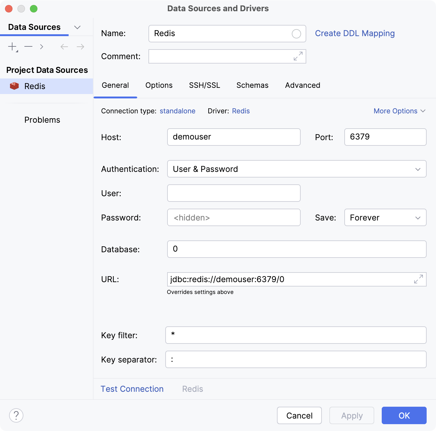 Database connection details