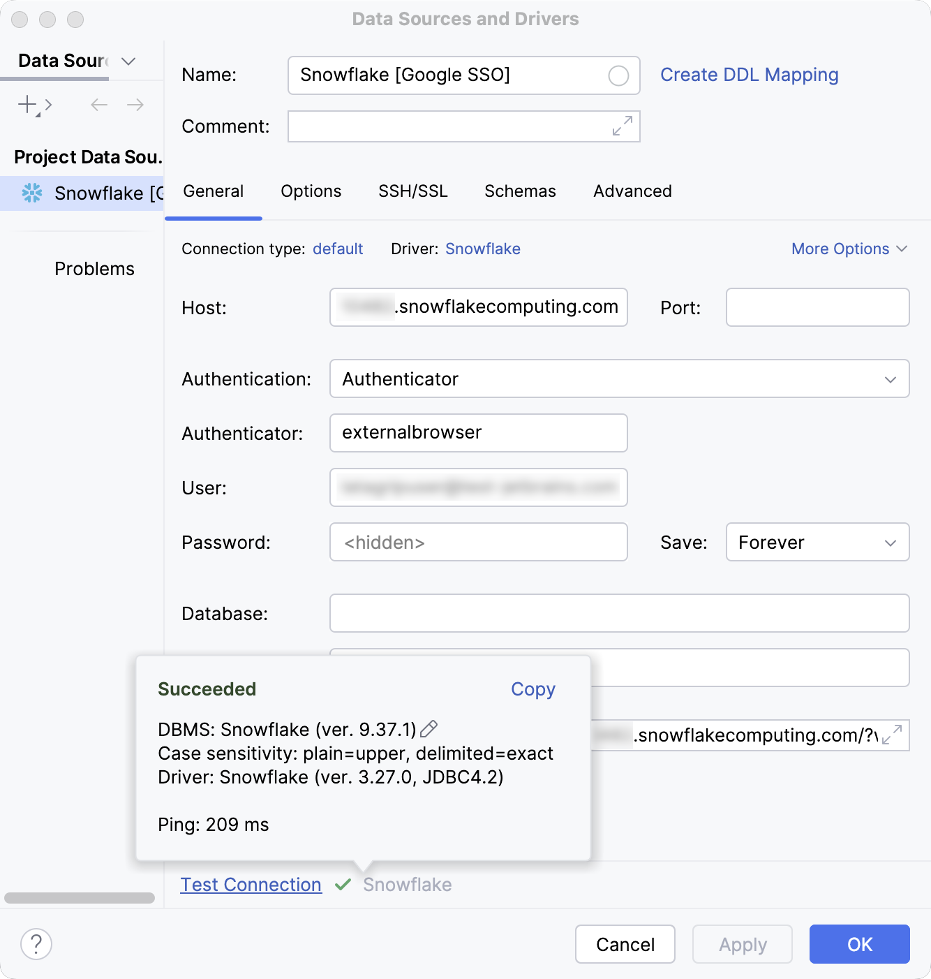 Database connection details