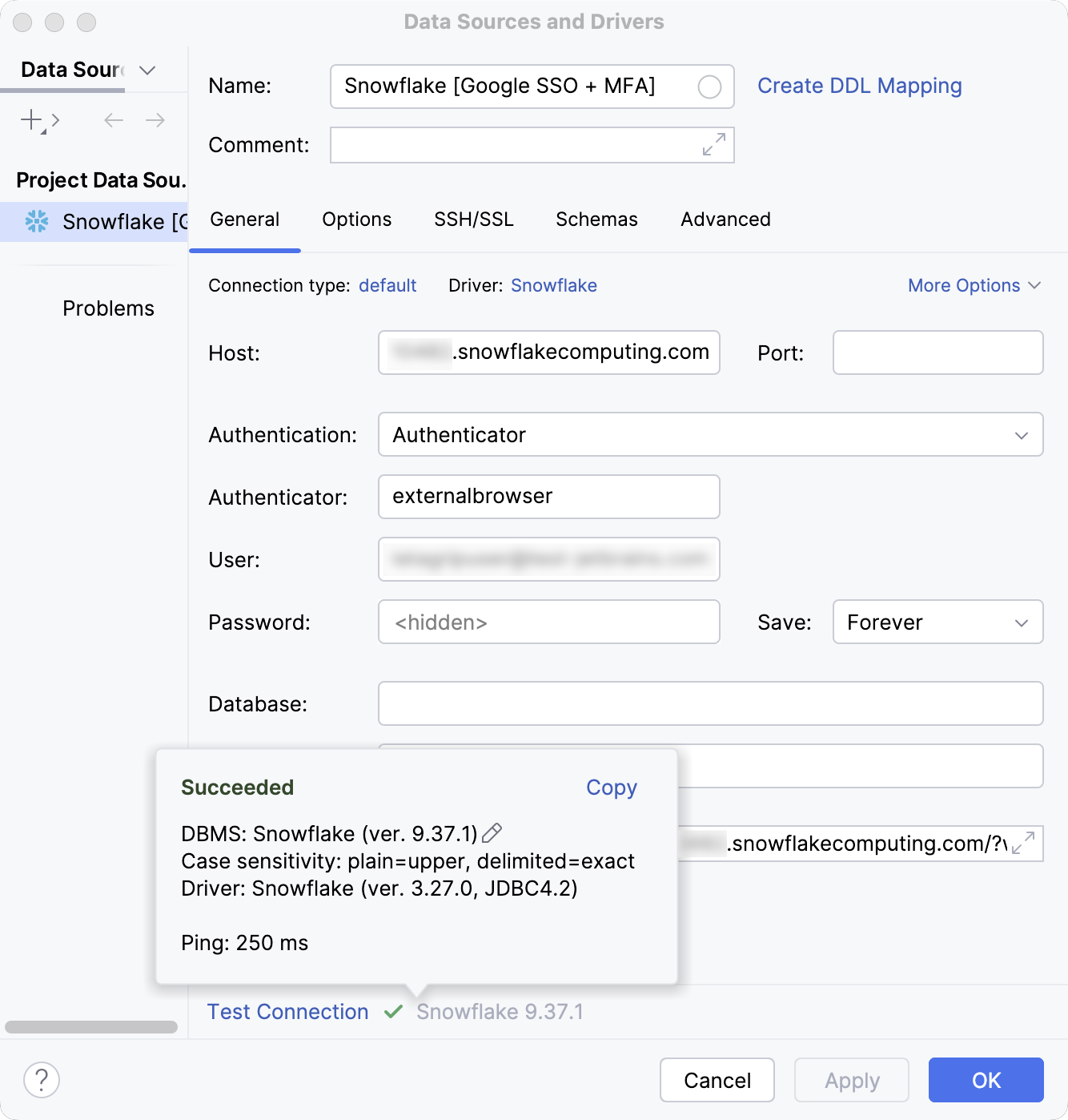 Database connection details