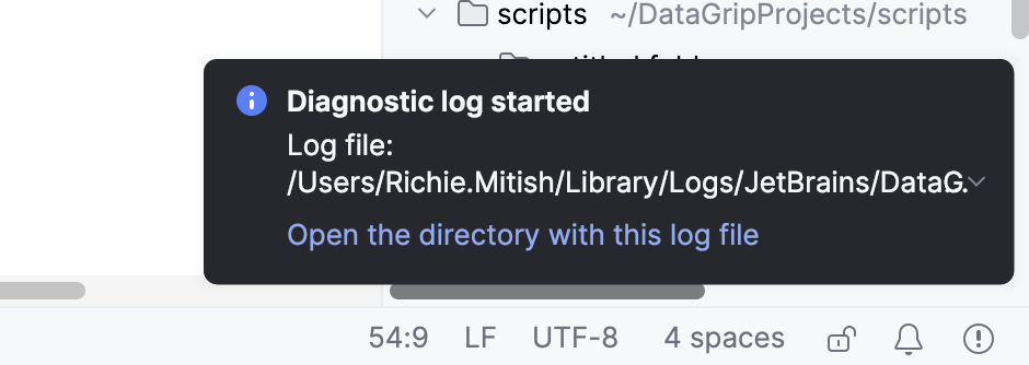 Notification about the log file