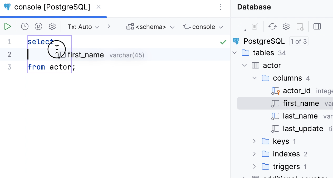 Drag column names to your code Drag column names to your code