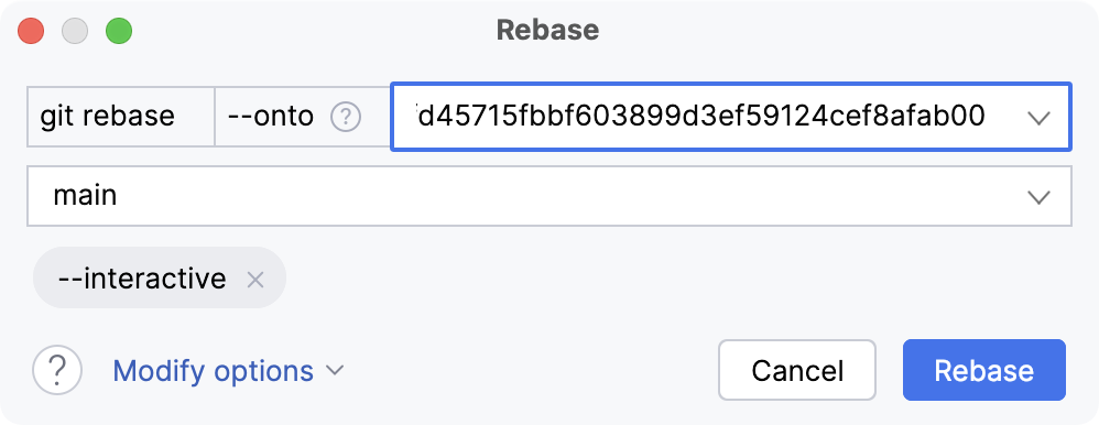 Specify commit hash with --onto Specify commit hash with --onto