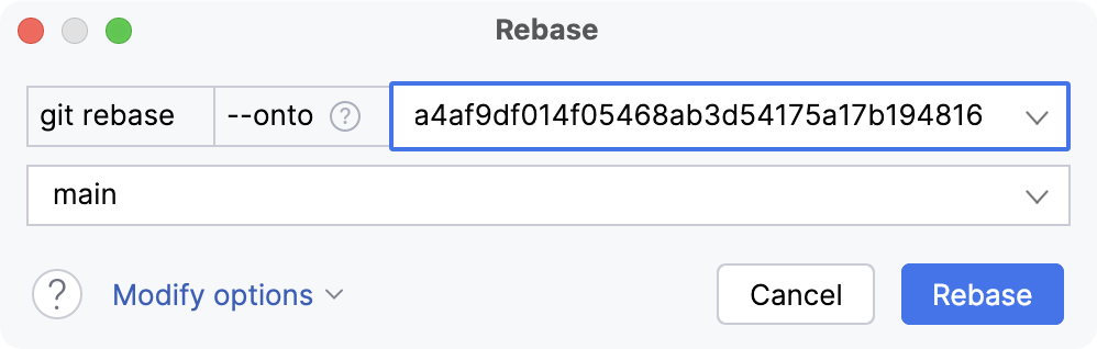 Specify commit hash with --onto Specify commit hash with --onto